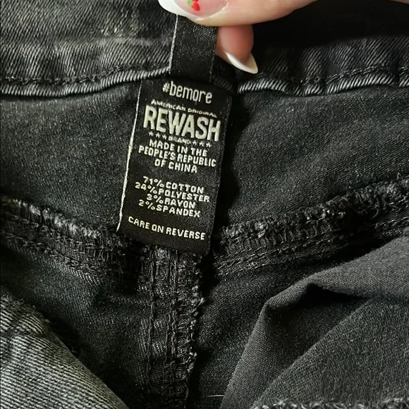 Rewash Black Distressed Jean Shorts High-Waisted - Picture 2 of 6